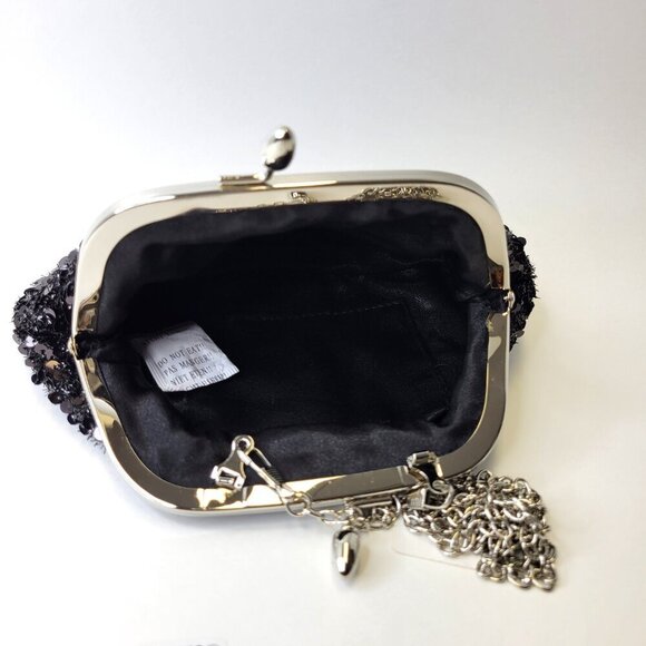 Black Sequin Clutch Purse Evening Sequin Cocktail Purse Black Crossbody Clutch - Picture 13 of 13
